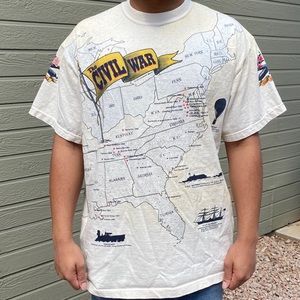 Vintage Civil War All Over Graphic Map Tee